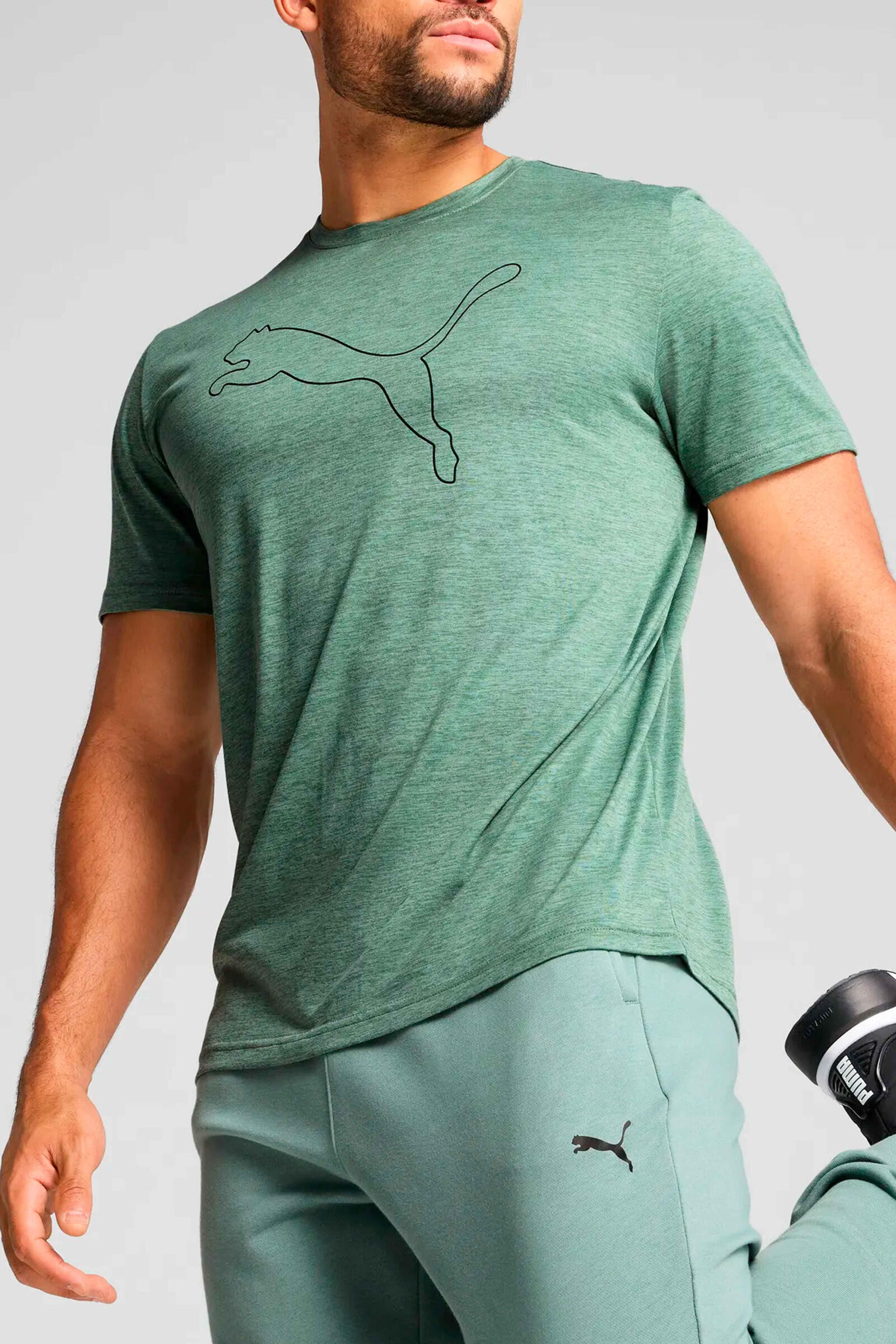 Puma Camiseta Tad Essential Heather Cat Verde 3/9