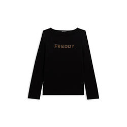 T-shirt à manches longues en jersey avec logo FREDDY en paillettes
