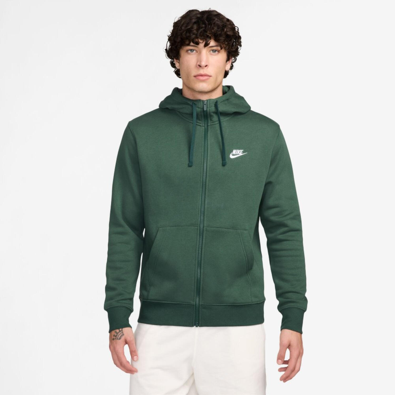 Felpa con cappuccio full zip uomo ( fleece) nike verde 3/4
