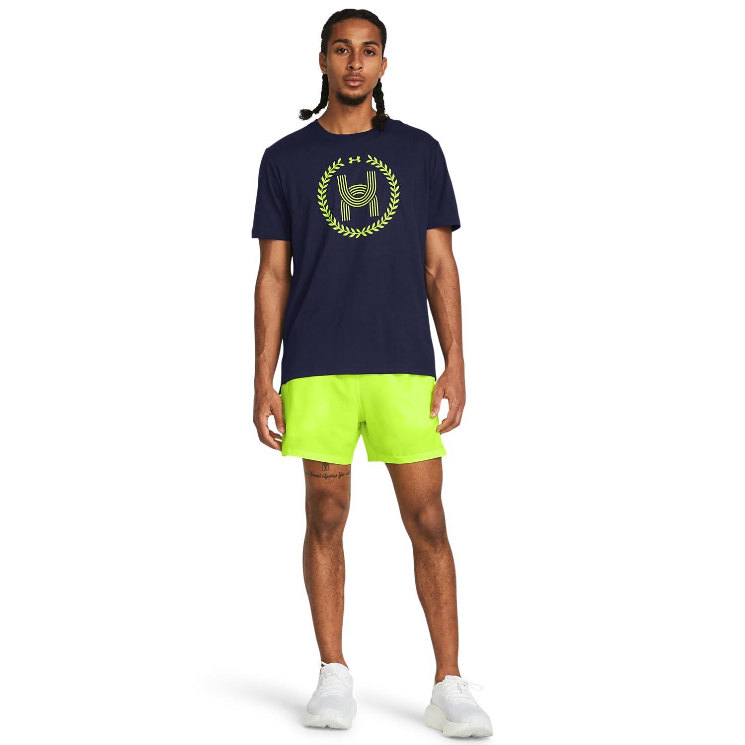 Pantaloncini da uomo Under Armour Launch Run 12,7 cm in giallo riflettente 2/3
