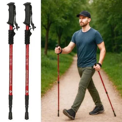 Unisex - nordic walking - faltbare stöcke - 65-135 cm - rot 3/5