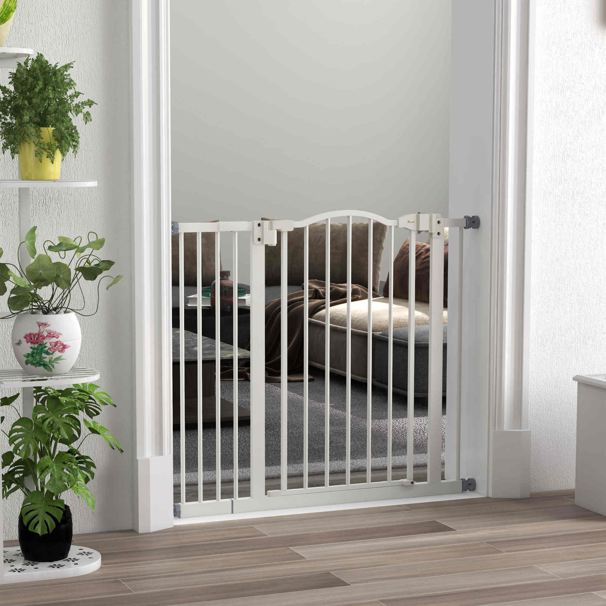 Barrera de Seguridad PawHut 94x3.5x78 cm Blanco 2/5