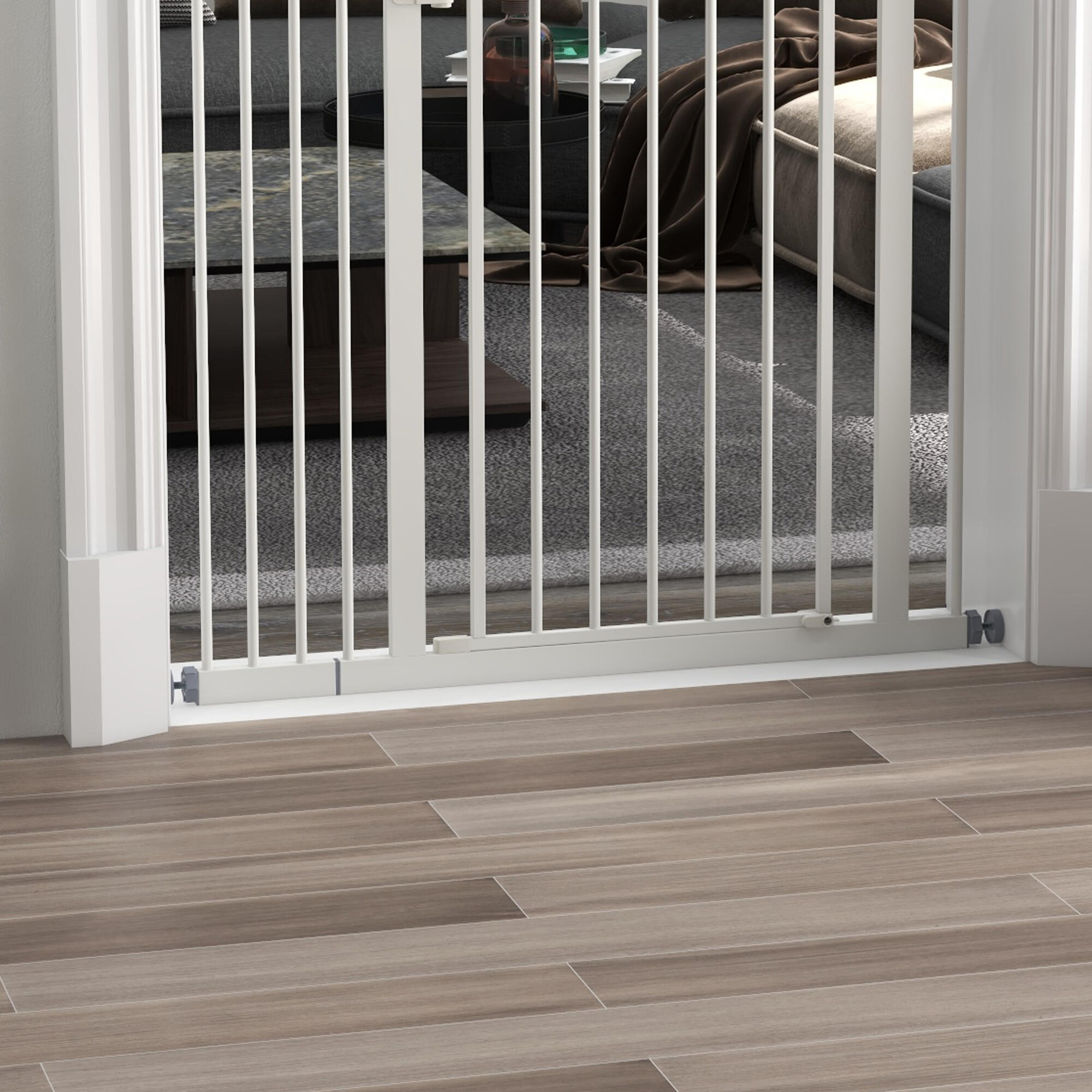 Barrera de Seguridad PawHut 94x3.5x78 cm Blanco 5/5