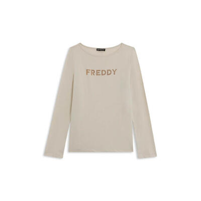 T-shirt a maniche lunghe in jersey con logo FREDDY in strass