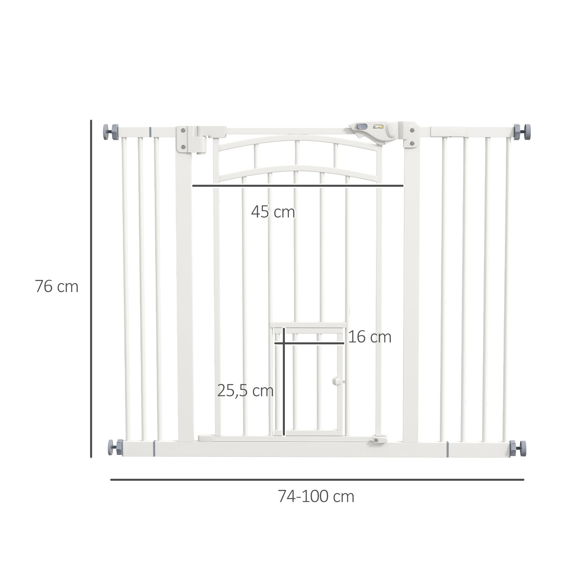 Barrera de Seguridad PawHut 100x4x76 cm Blanco 3/5