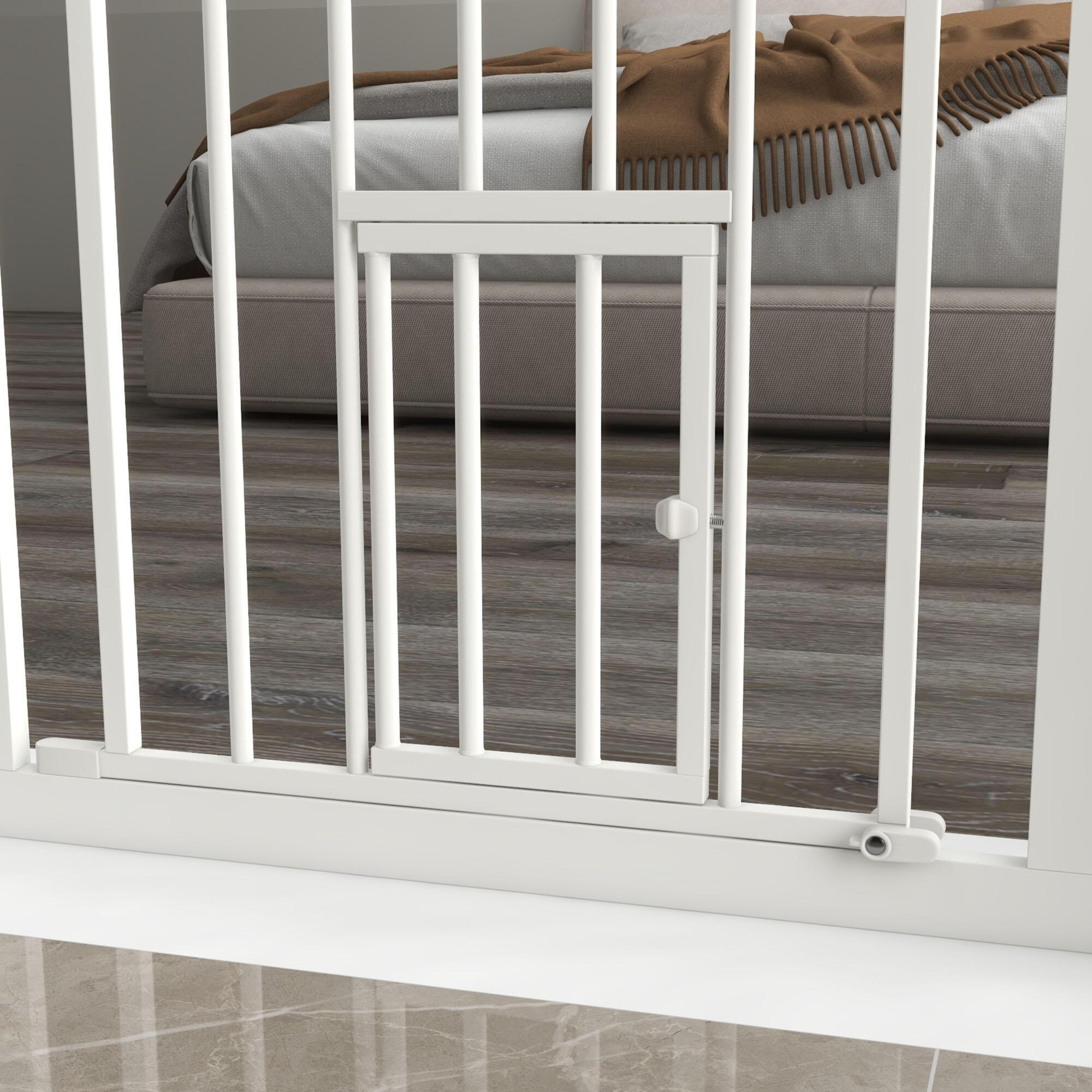 Barrera de Seguridad PawHut 100x4x76 cm Blanco 5/5