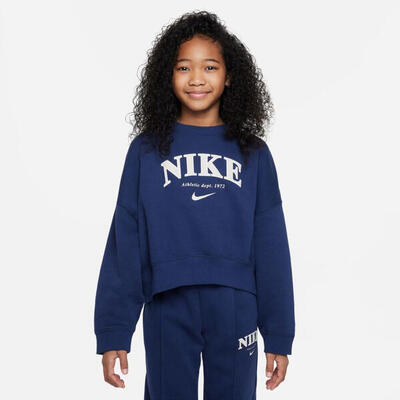 Nike meisjes oversized fleece crew sweatshirt in middernacht blauw
