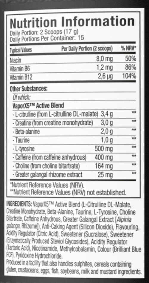 Pre-workout - Vapor X5 Pre-Workout - Framboise Bleue Gelée 3/3