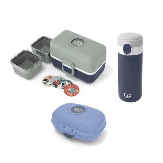 Set pranzo/merenda Blu/Beige con accessori |Bambino |Scuola picnic