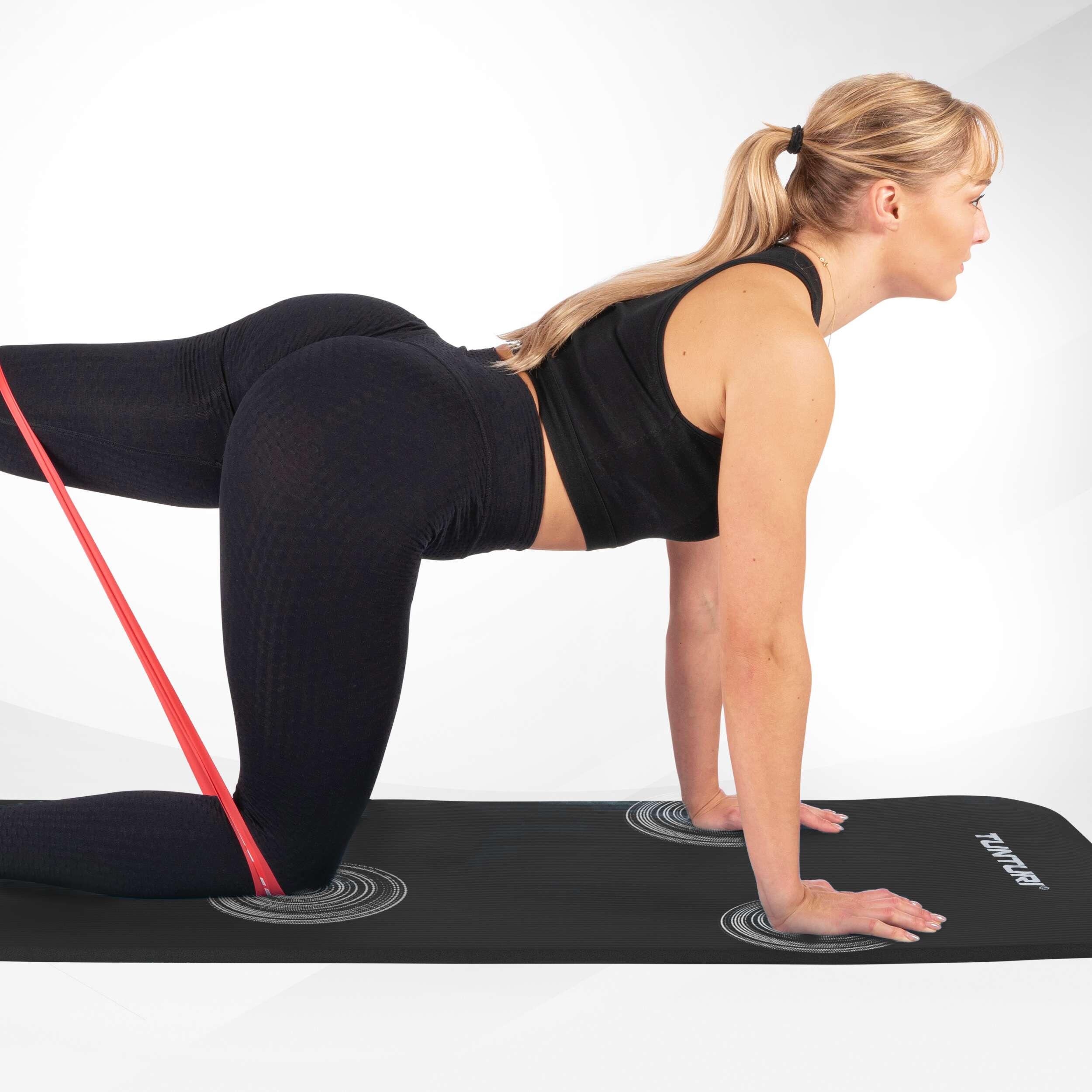 Tapis De Fitness Tunturi – Épaisseur 15 Mm, Antidérapant, 180×60 Cm, Avec Sac De Transport, Pour Yoga, Pilates, Noir