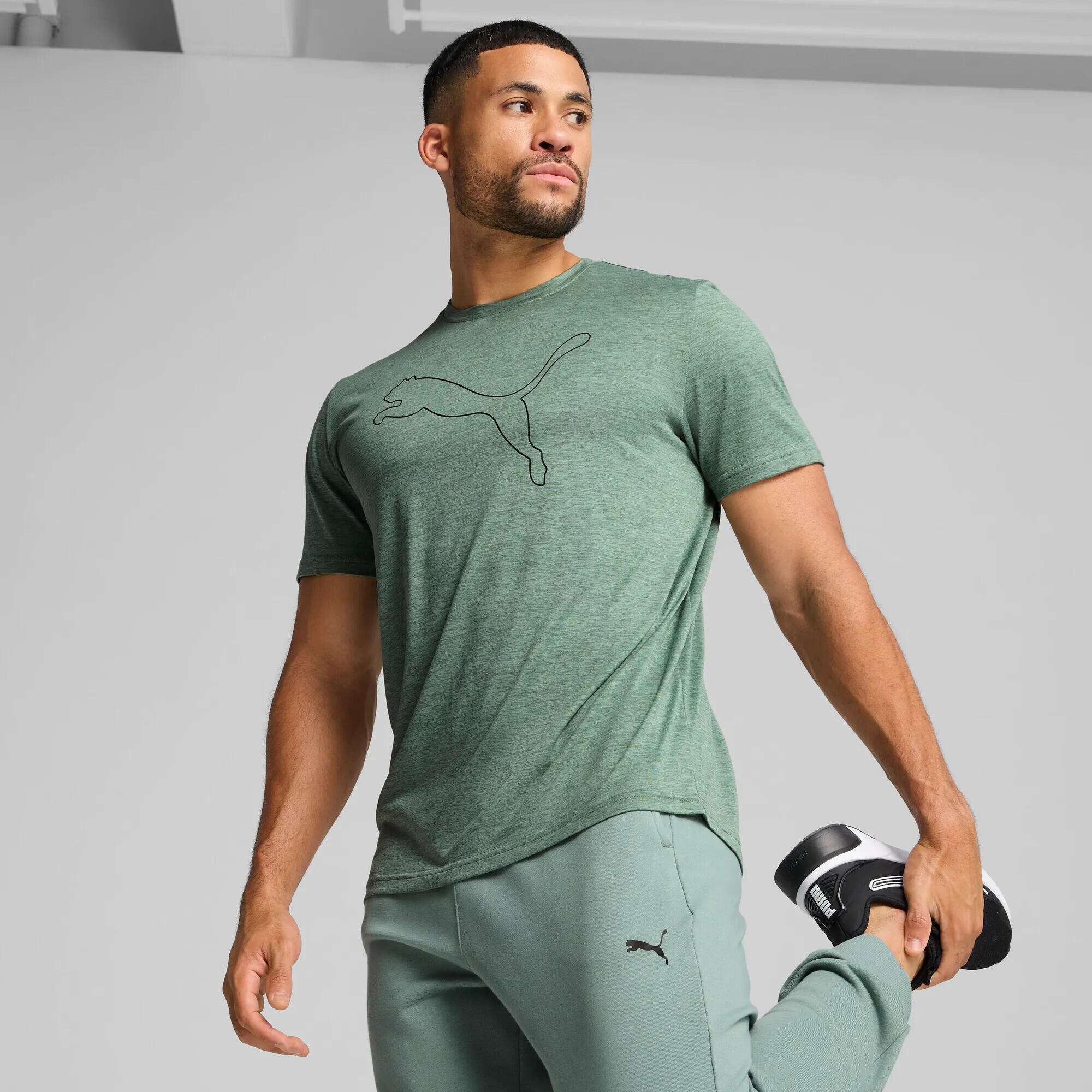 Puma Camiseta Tad Essential Heather Cat Verde 3/5