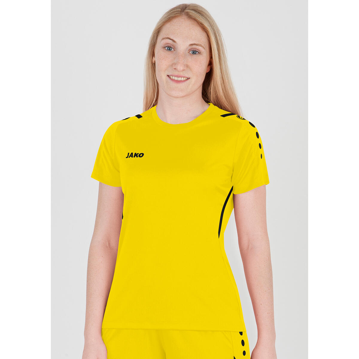 Jako Challenge Damesshirt Korte Mouw - Citroen / Zwart 2/7