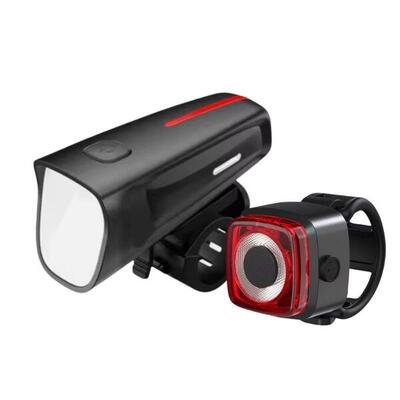 Set di luci per bici a LED da 100 Lux. ricaricabili tramite USB