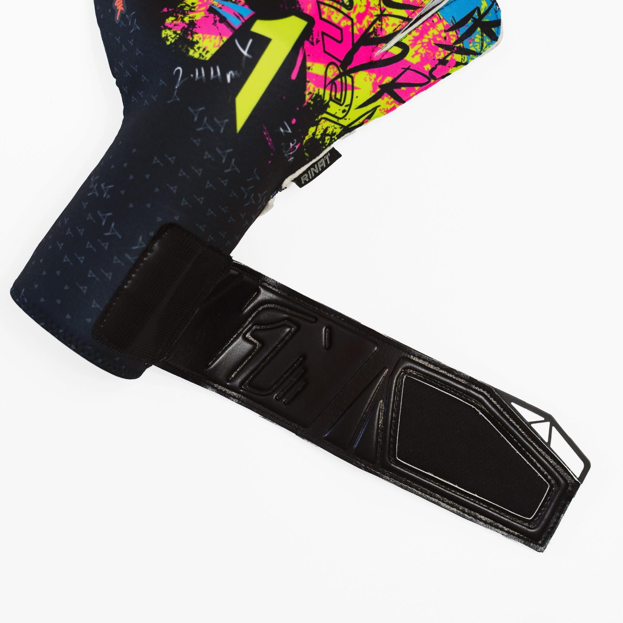Guantes Portero Fútbol Rinat Niño Asimetrik AS Negro Césped Artificial 3/5
