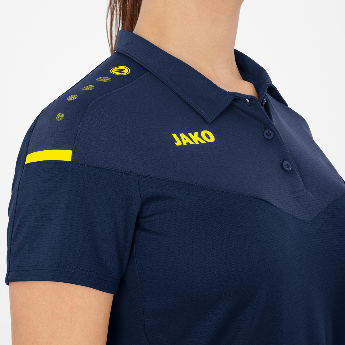 Jako Champ 2.0 Polo Dames - Marine / Donkerblauw / Fluogeel 5/6