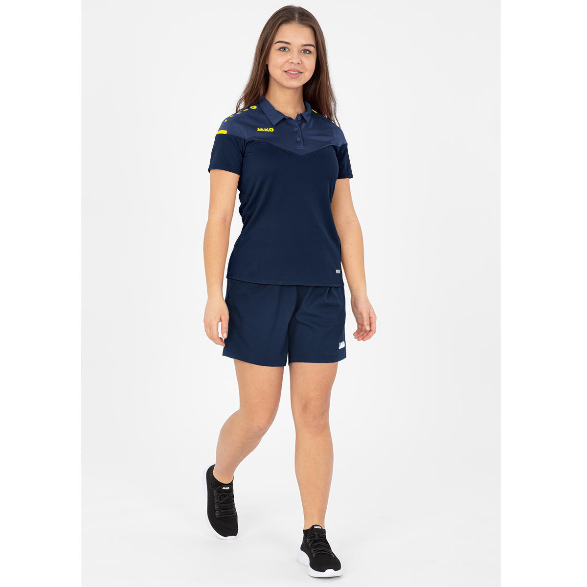 Jako Champ 2.0 Polo Dames - Marine / Donkerblauw / Fluogeel 4/6