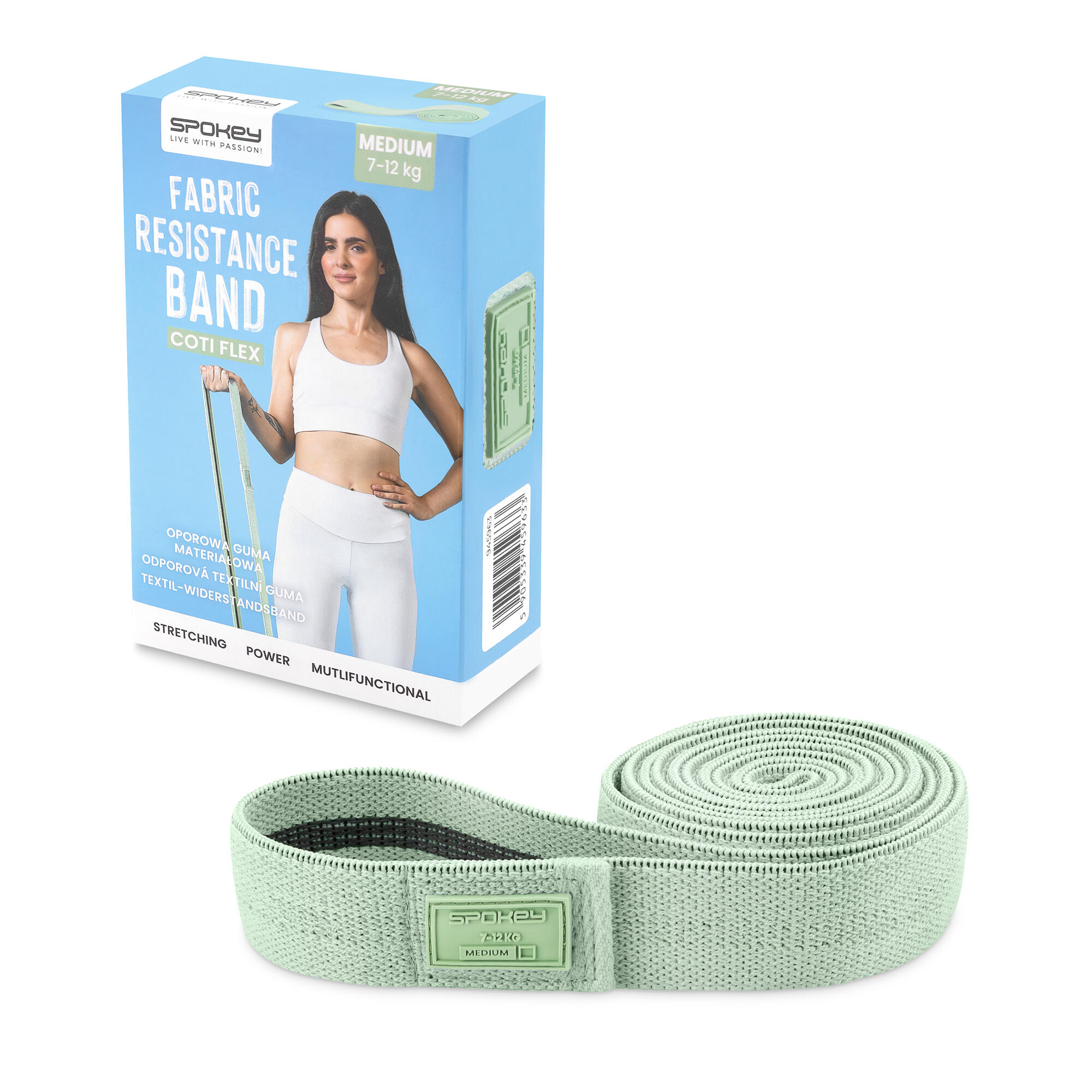 Weerstandsband 7-12 kg Spokey Power Band Medium Groen 5/7