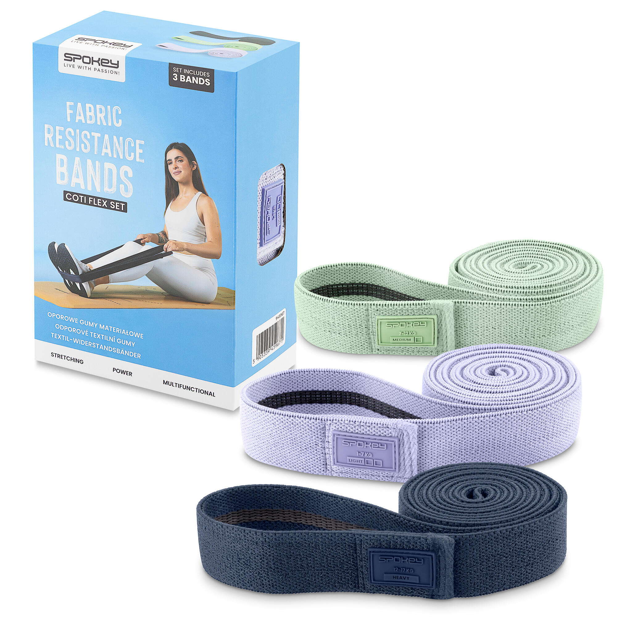 Juego de 3 bandas de resistencia de tela Spokey Coti Flex Set 4/7