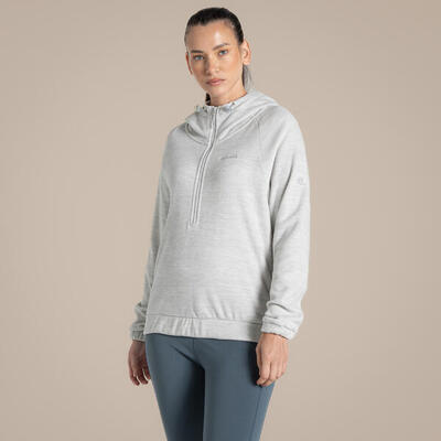 Dames esk fleece met capuchon en halve rits