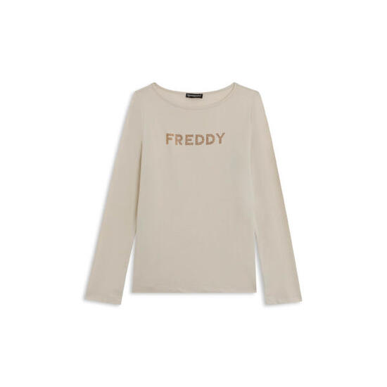 T-shirt a maniche lunghe in jersey con logo FREDDY in strass