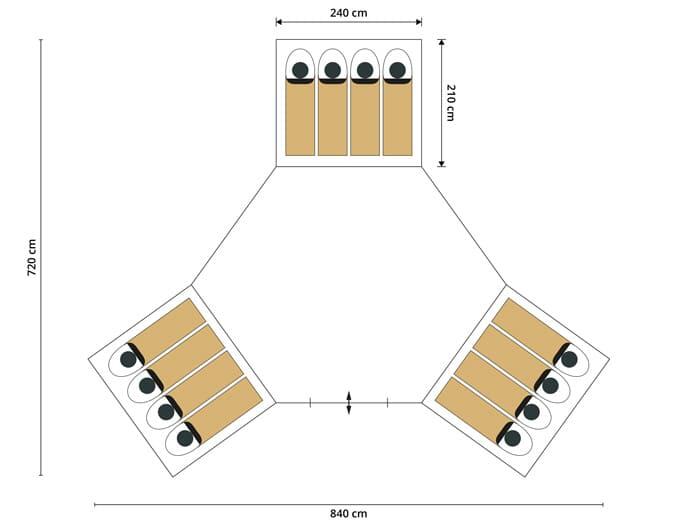 Seconde vie - Tente dôme familiale Turin 12 Sleeper - 3 cabines - 840x720cm 7/7