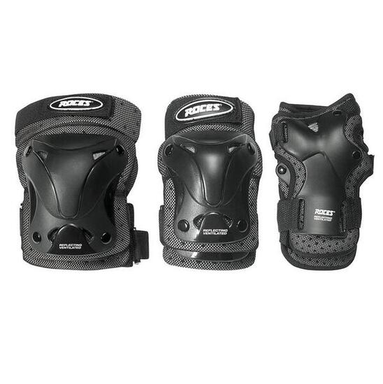 Ventilado - Protección para patines - Paquete de 3 - Adultos - Negro