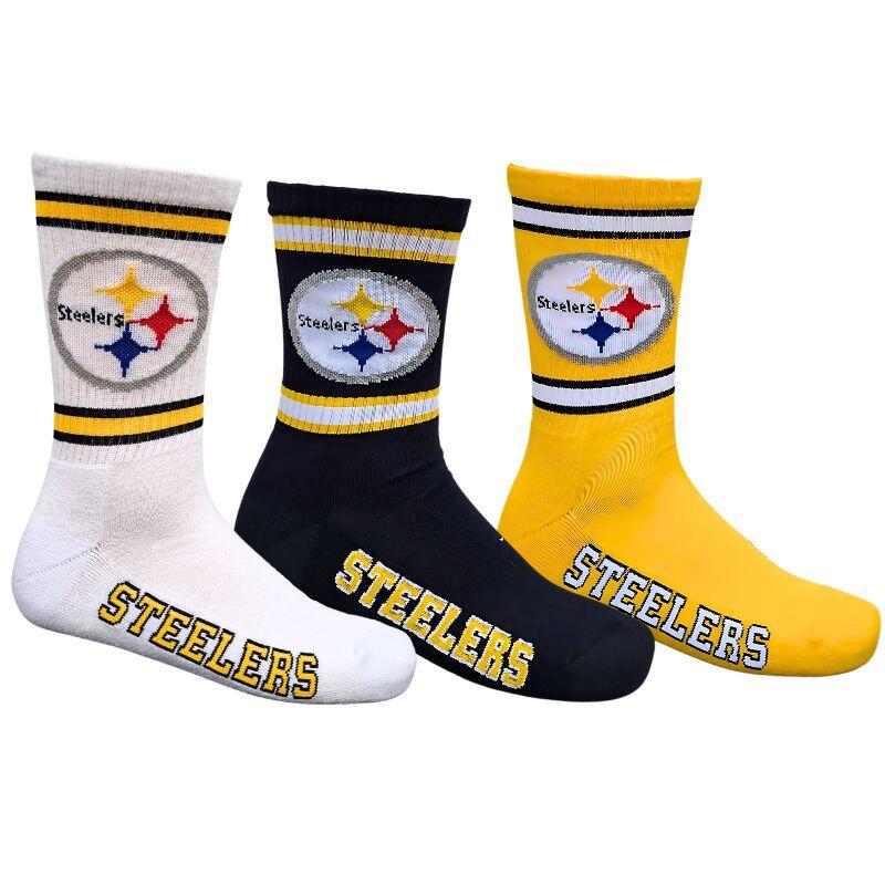 NFL NFL Pittsburgh Steelers 3-Pack Soft Cotton Crew Socks | 43/46 Black/White/Yellow