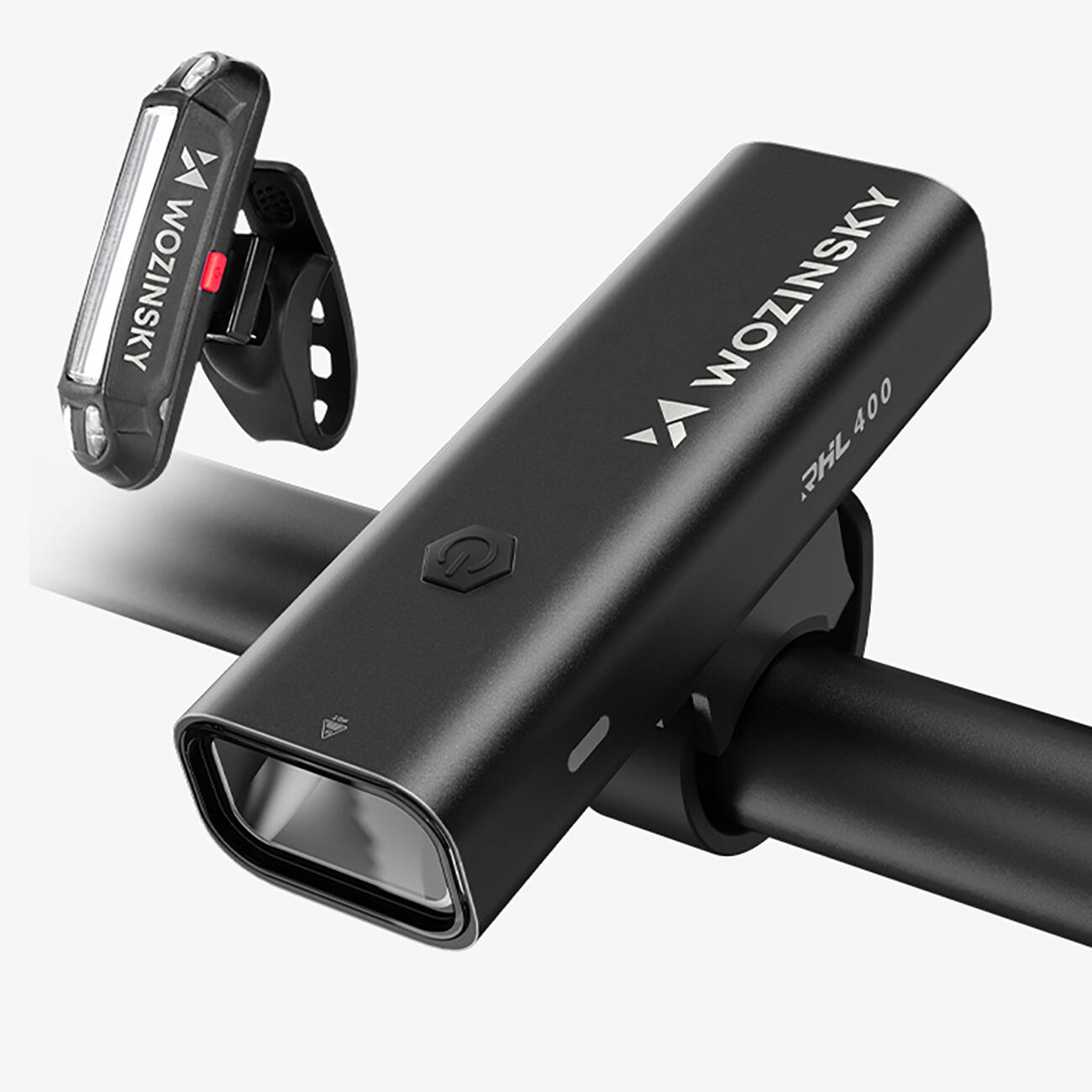 Sada cyklistických světel Wozinsky WSBLB2, přední (400 lm) a zadní USB-C - černá 2/7