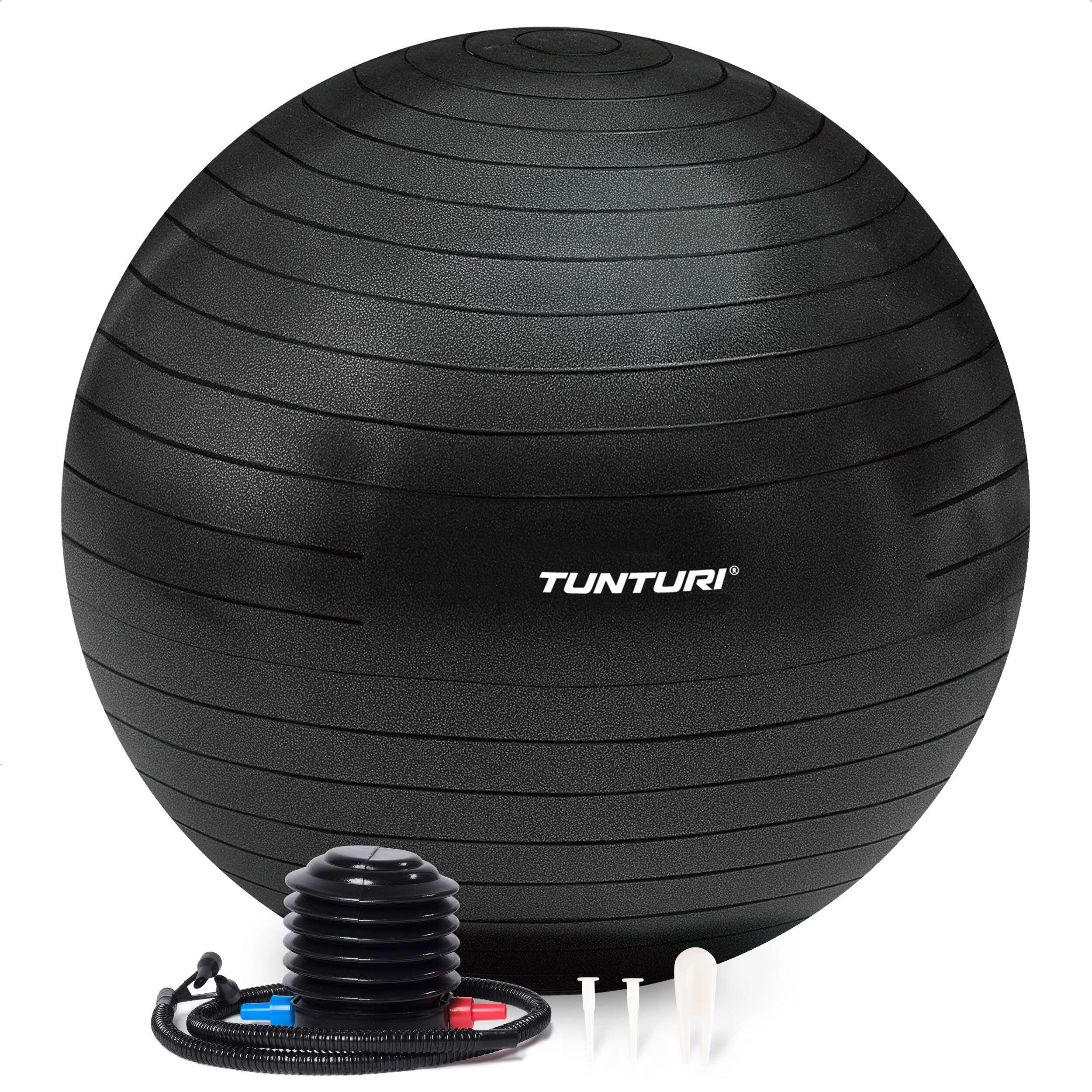 Tunturi - Ballon De Fitness - Ballon De Yoga - Pompe Incluse - Capacité De Charge 220 Kg - Ballon De Gym - Noir - 90 - Decathlon