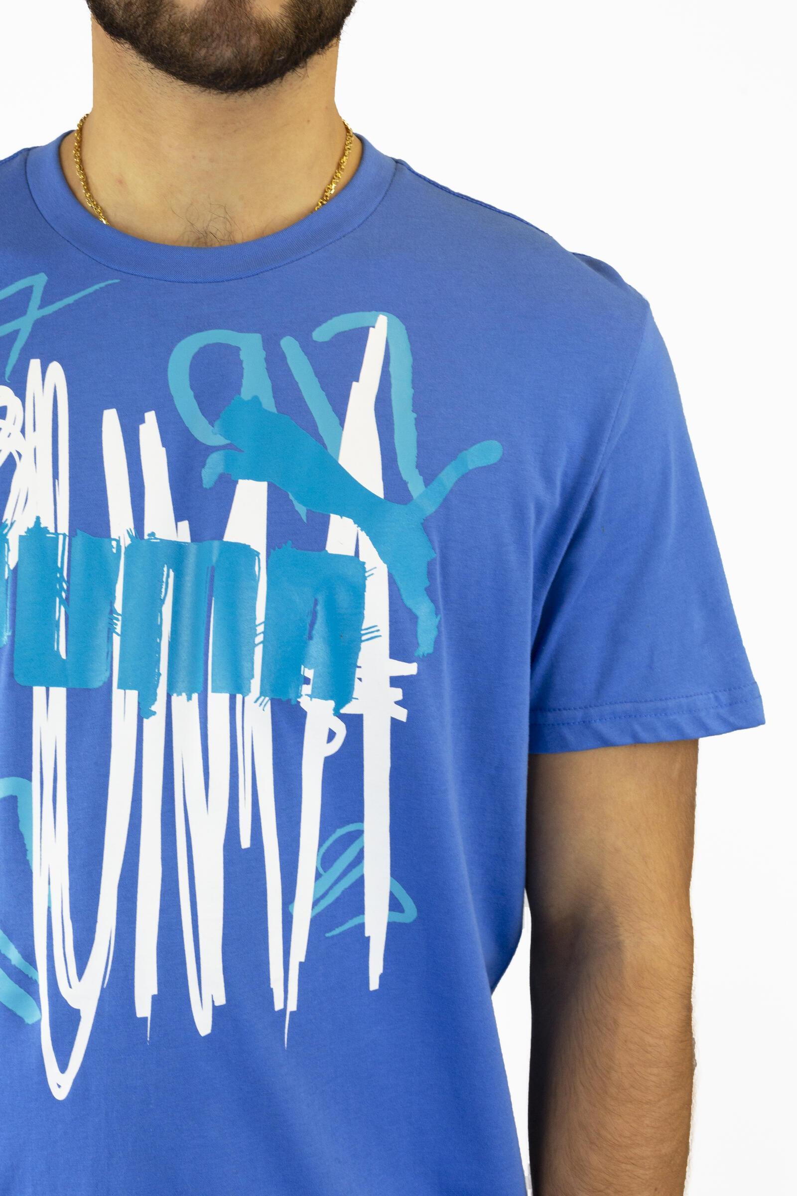 Puma Camiseta De Manga Corta Scribble Azul 4/4