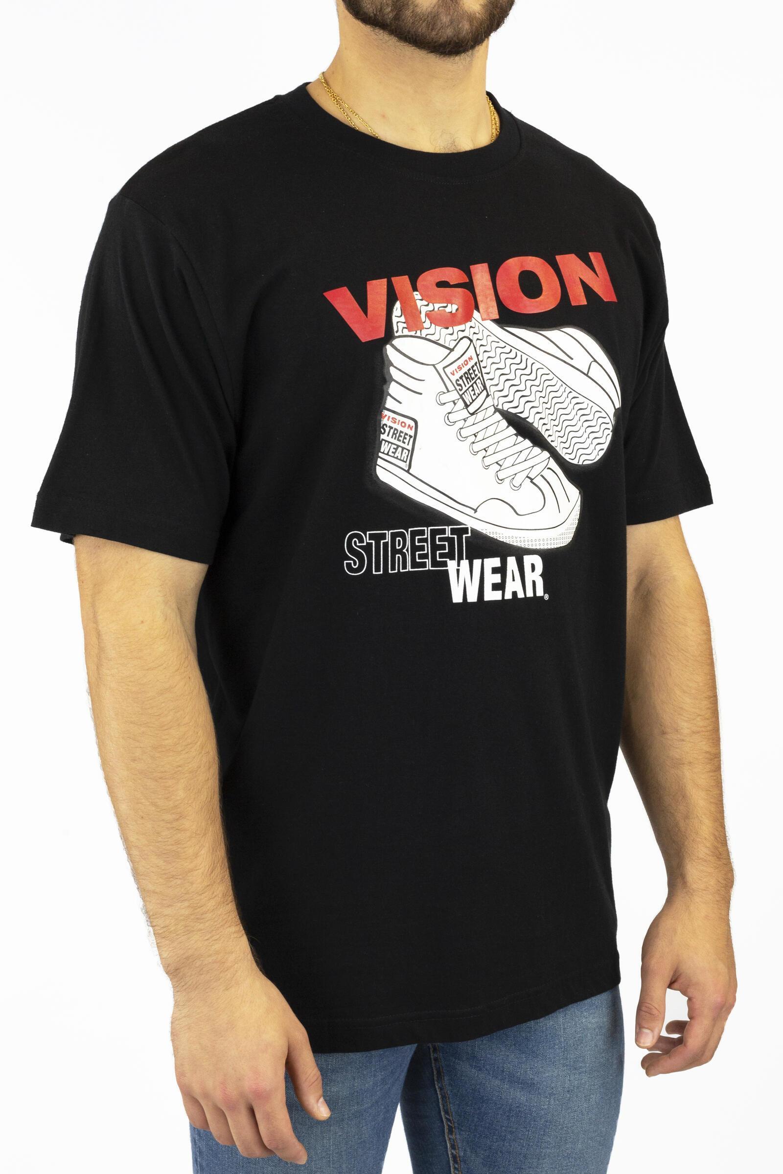 Vision Camiseta De Manga Corta Con Estampado Street Wear Negro 2/4