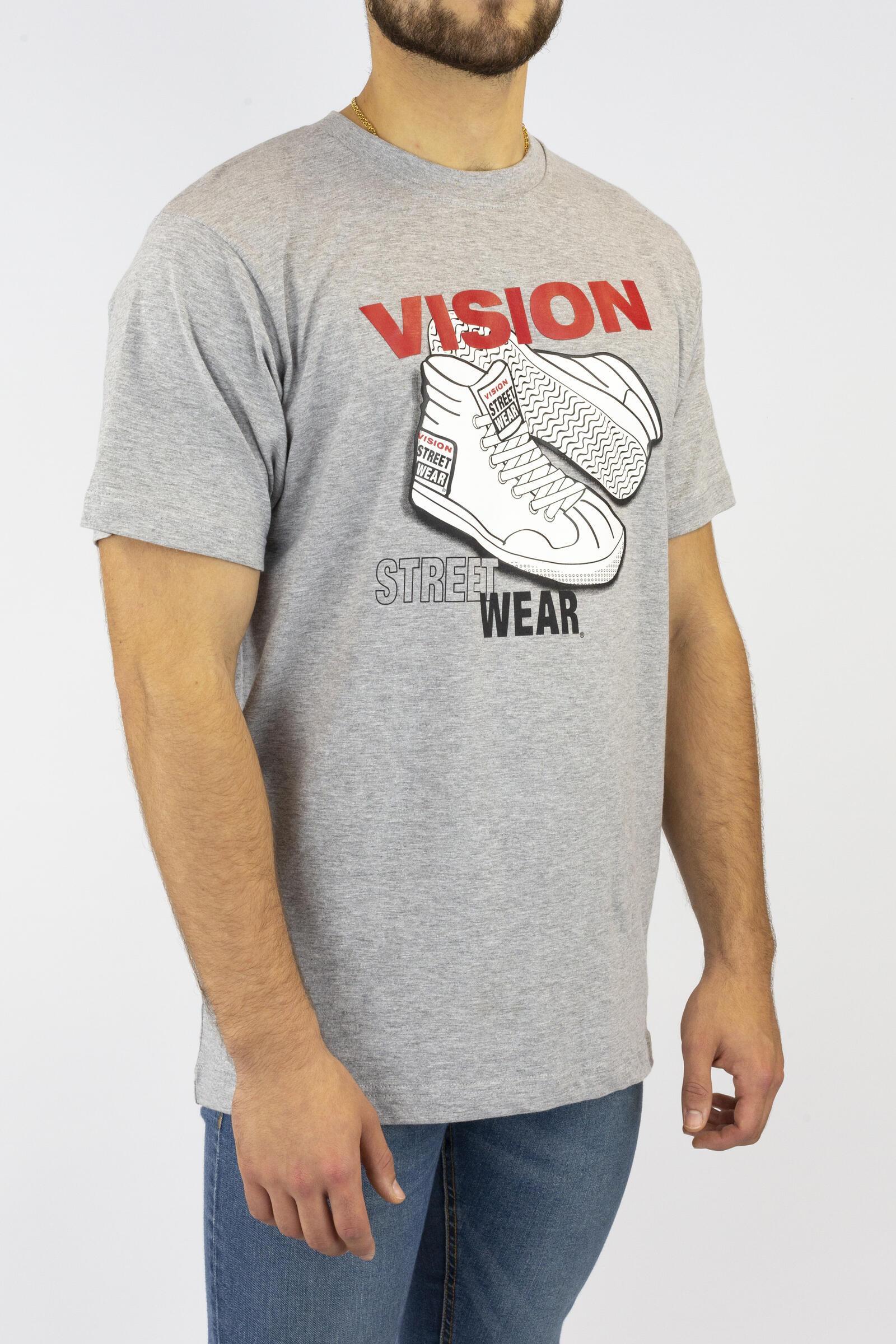 Vision Camiseta De Manga Corta Con Estampado Street Wear Gris 2/4