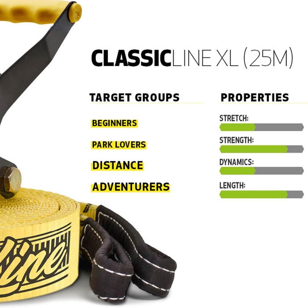 Slackline Classic Line 25 m Slackline Unisex Gelb-Schwarz 4/7