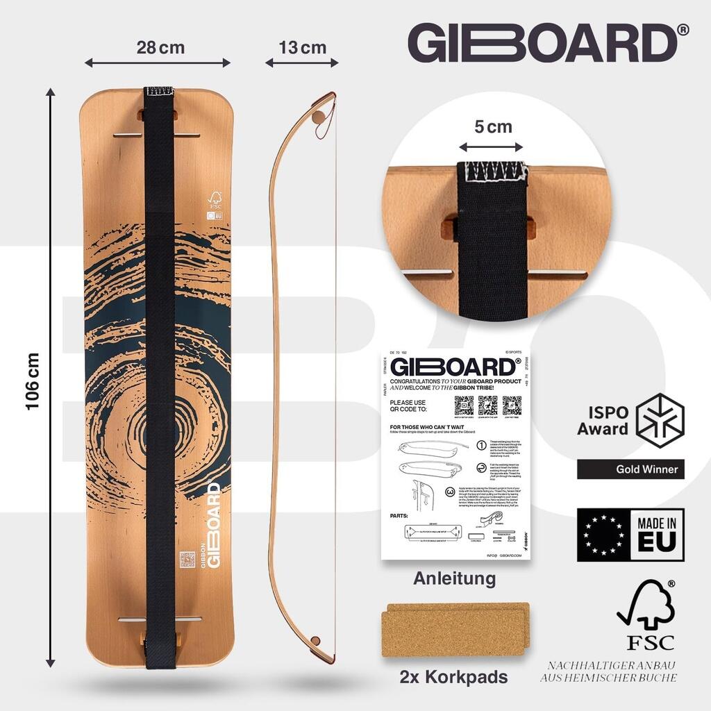 Balansbord slackline Giboard Active Black gepatenteerd, FSC-hout - Zwart 2/6