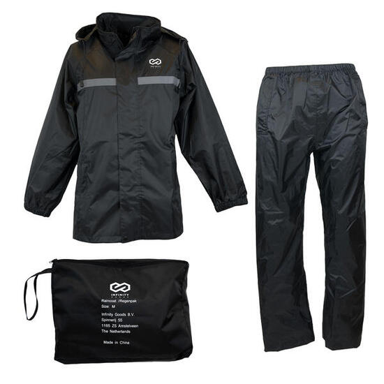 Regenanzug Damen & Herren XS – Wasserdicht Atmungsaktiv Reflektierend – Schwarz