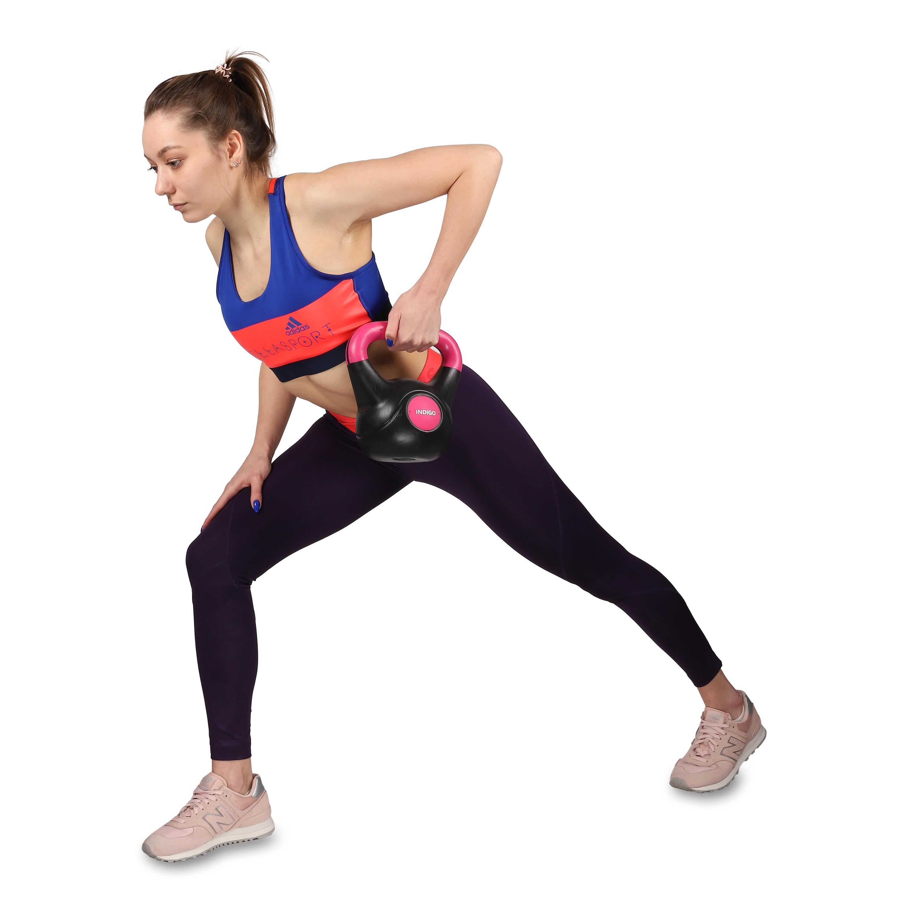 Kettlebell Plastique de Musculation et Cross Training INDIGO Noir-Rose 4 kg 4/5