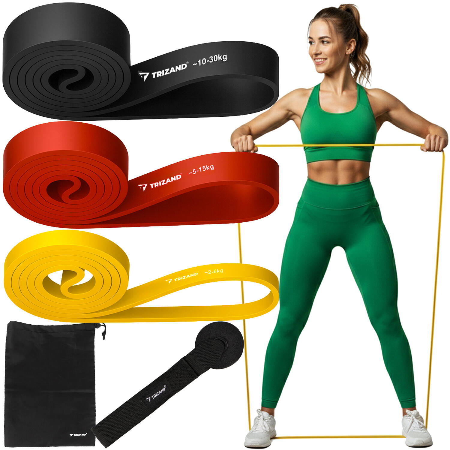 TRIZAND Sada posilovacích gum FITNESS - 3 ks