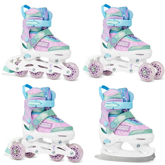 Patines Patines ajustables 4en1 Ruedas Etta Rosa/Azul