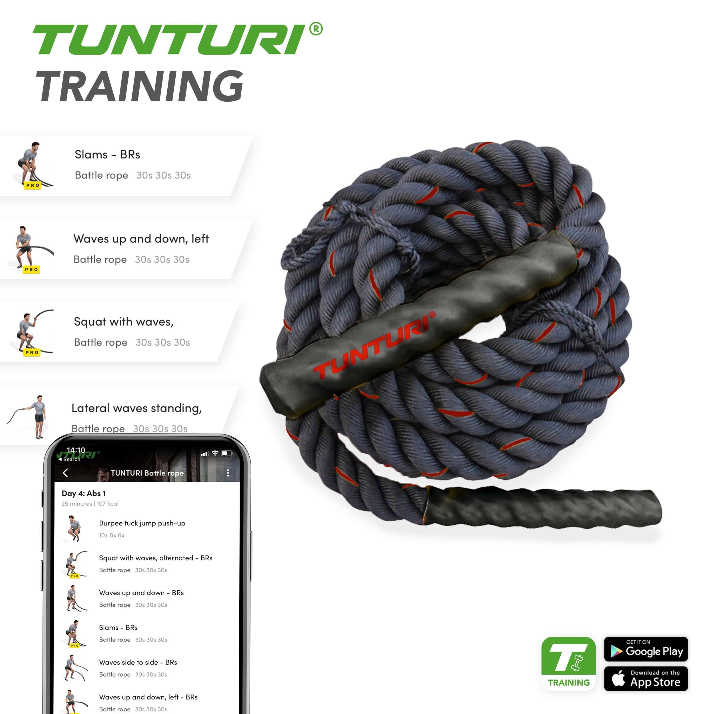 Battle rope 9 m 6,8 kg polyester zwart | -nl