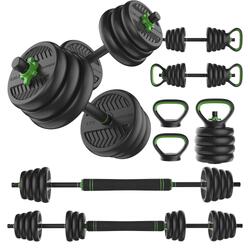 Ensemble de poids haltères et dumbbells 28 kg - Barre en vinyle avec poids