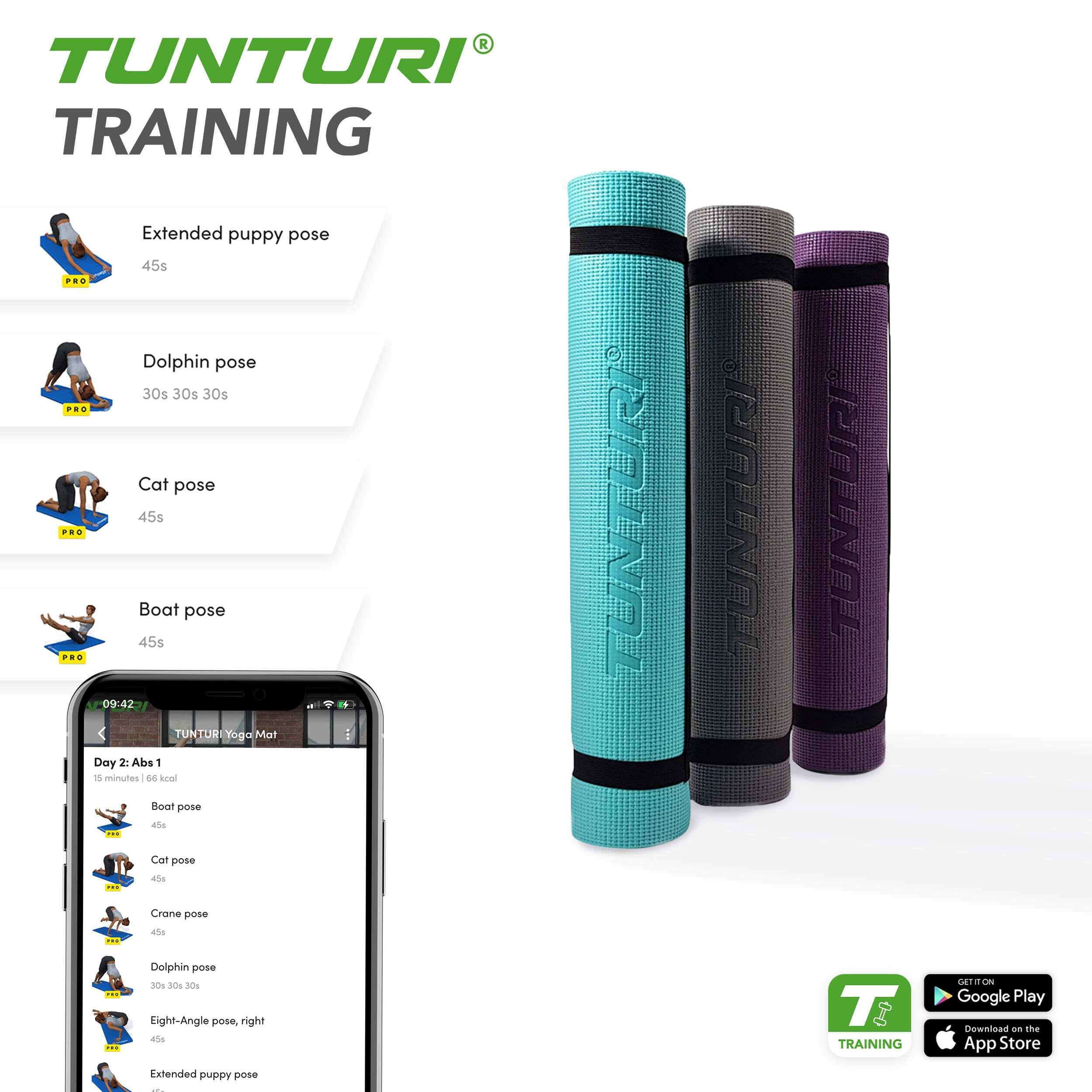 Tunturi PVC Yoga Mat 4mm Azul Turquesa 4/7