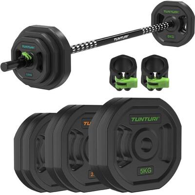 Set di pesi Tunturi 20kg - Gomma - 6 dischi - Set bilanciere