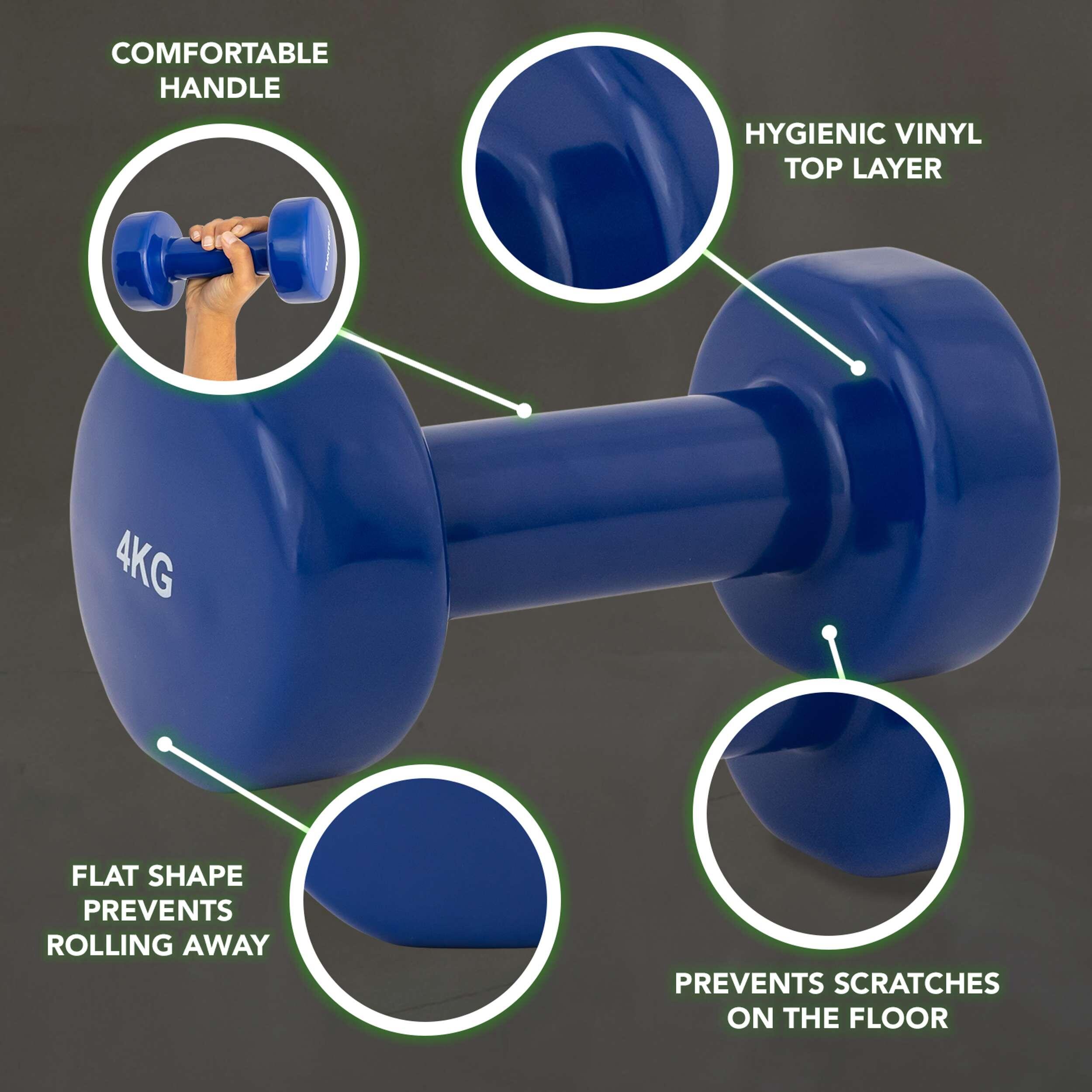 Haltères vinyle 4kg bleu, la paire 2/8
