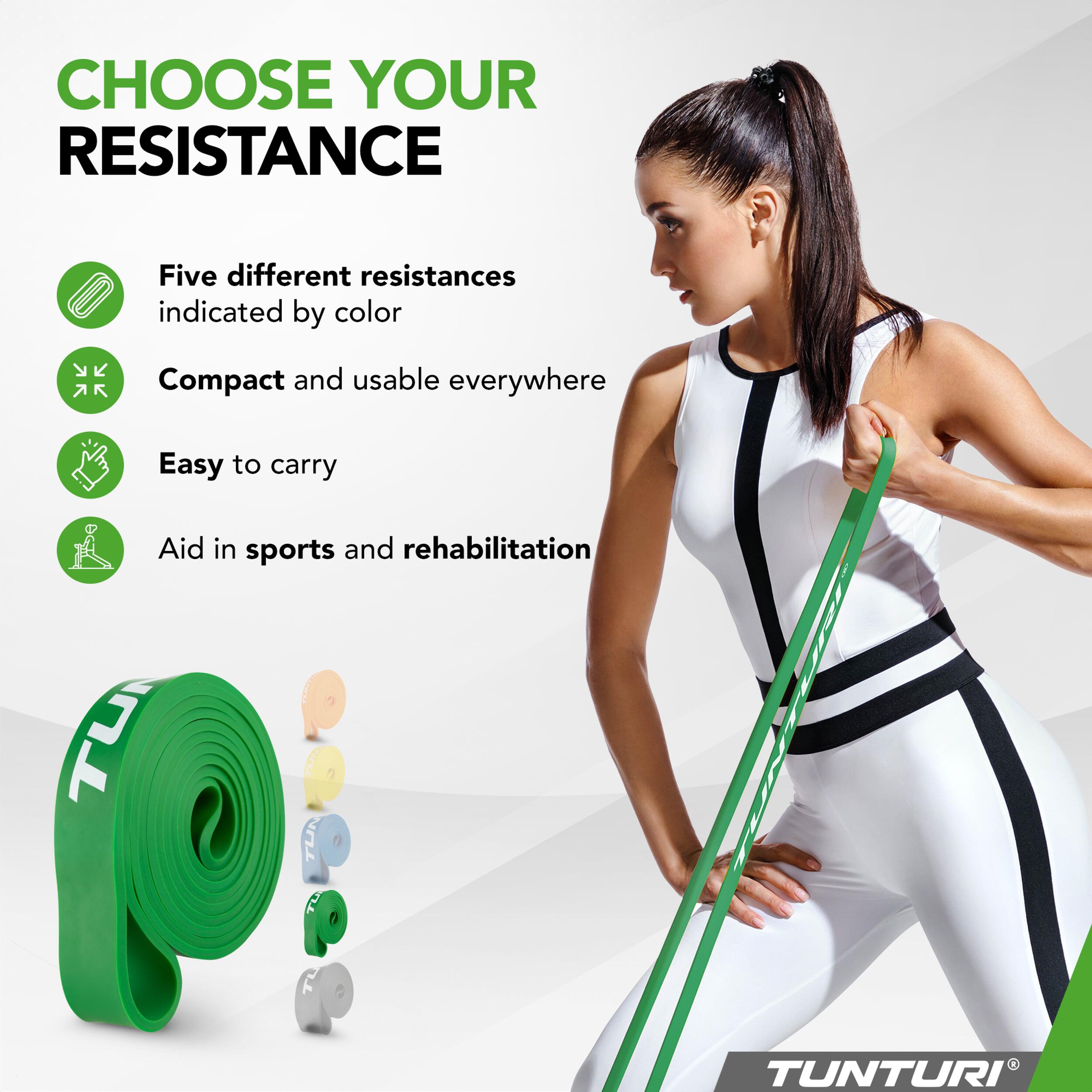 TUNTURI POWER BAND MEDIUM GREEN (BANDA ELASTICA) 3/7