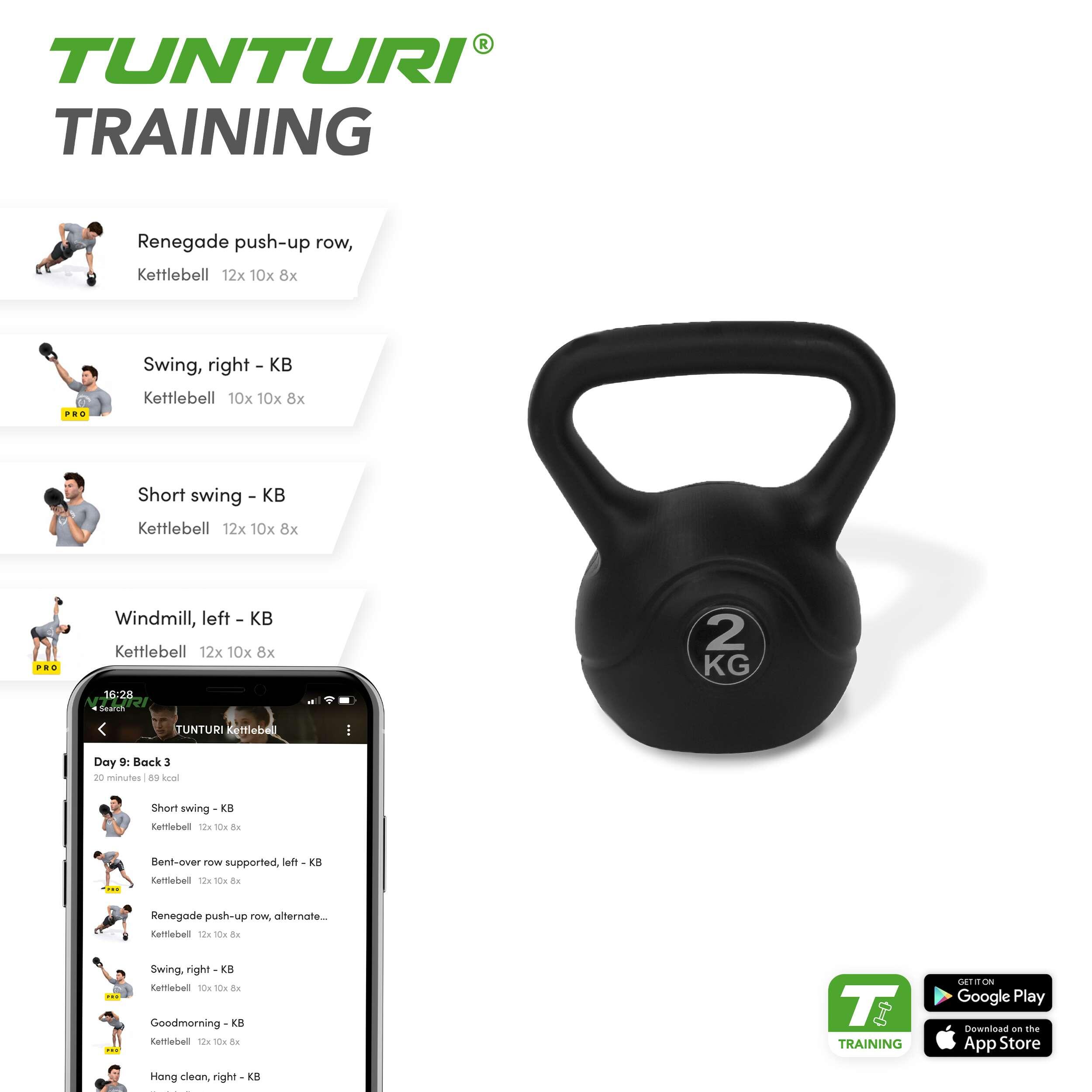TrainHard Pesa Rusa De 4 - 16 Kg, Con Relleno De Cemento En 6 Colores