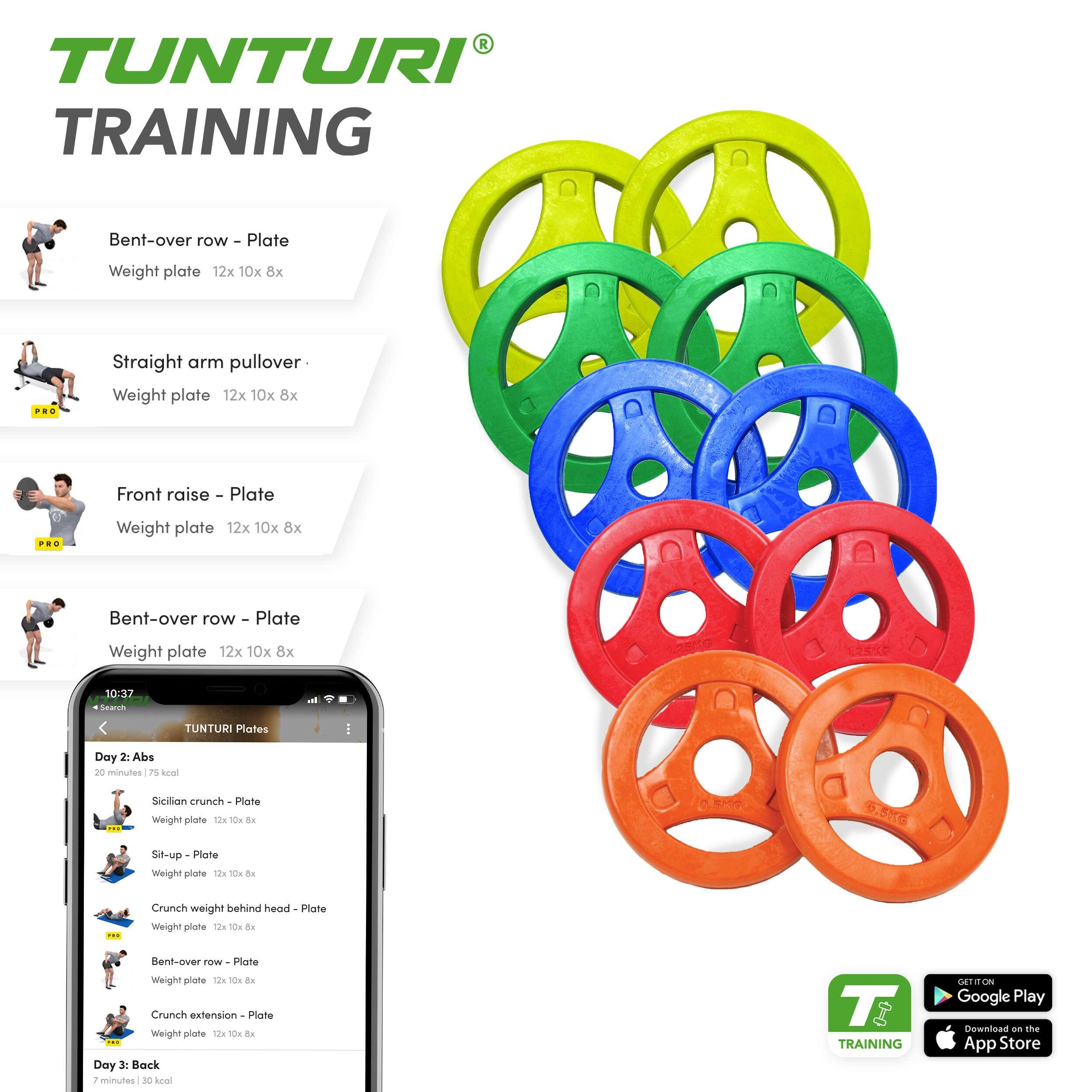 Tunturi Aerobic Disc Gewichtsscheiben Einzeln 10 kg Grün 3/3