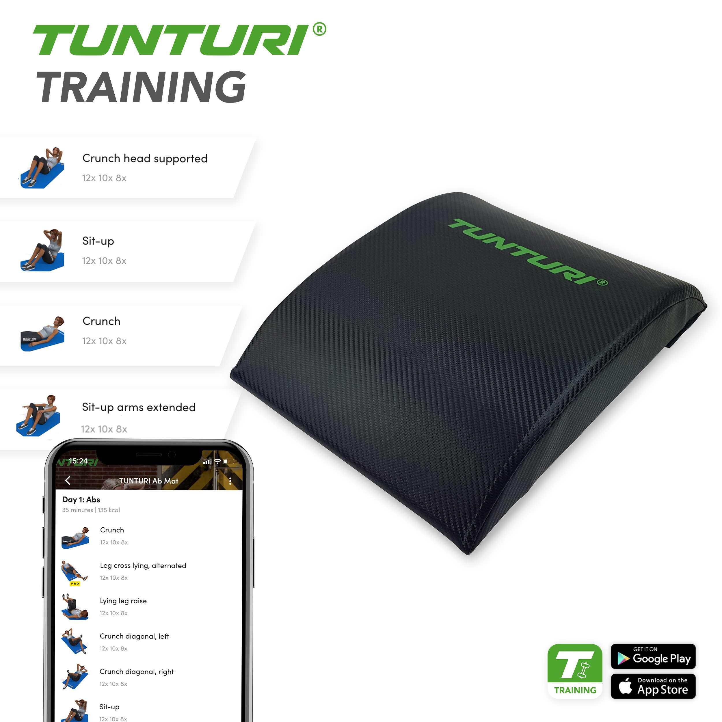Tunturi Ab Core Exercise Matte - Übungsmatte für Bauch und Rücken Schwarz 3/7