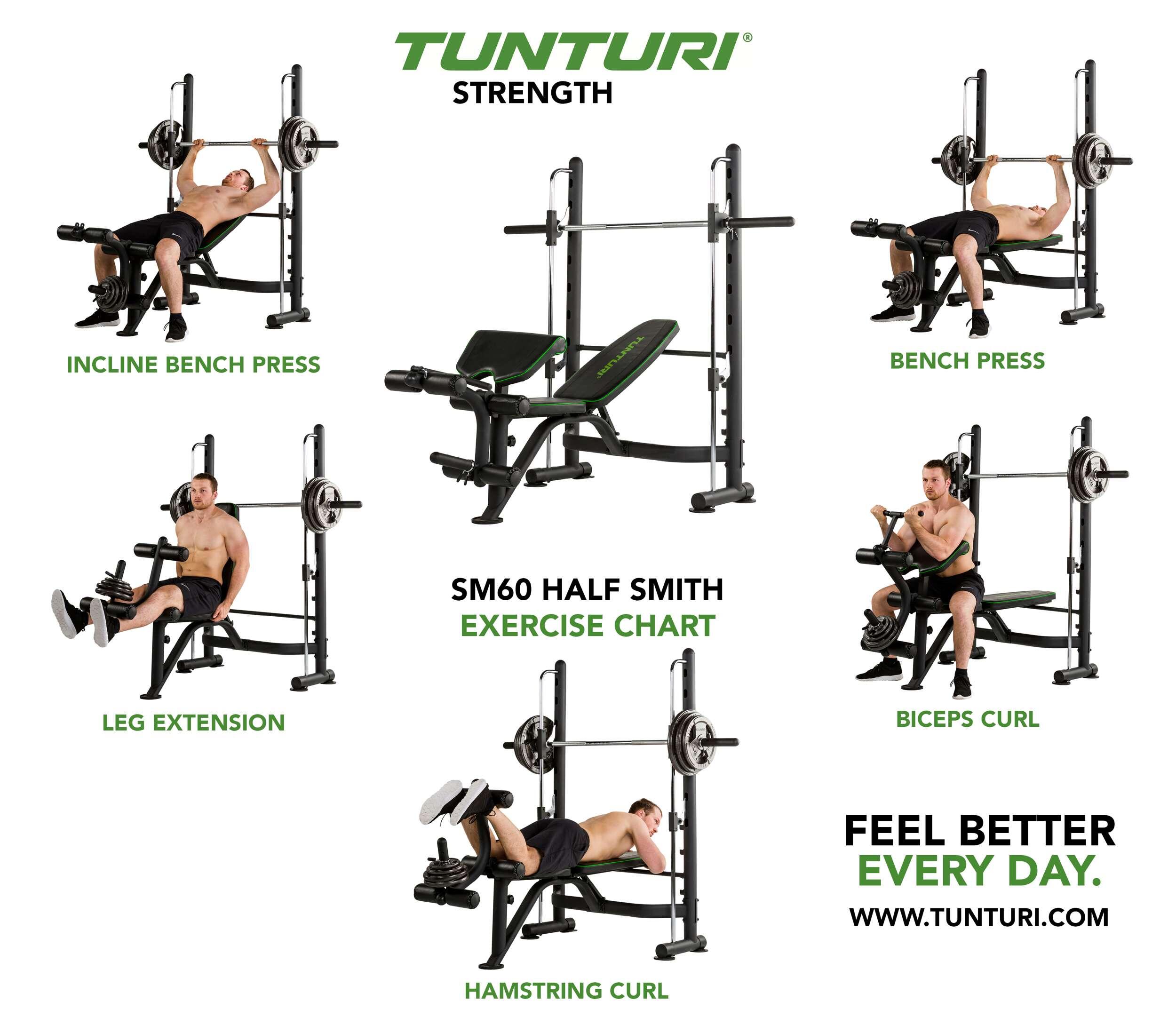Aparato de cargas guiadas máquina de gimnasio Tunturi Halterbank SM60 3/7