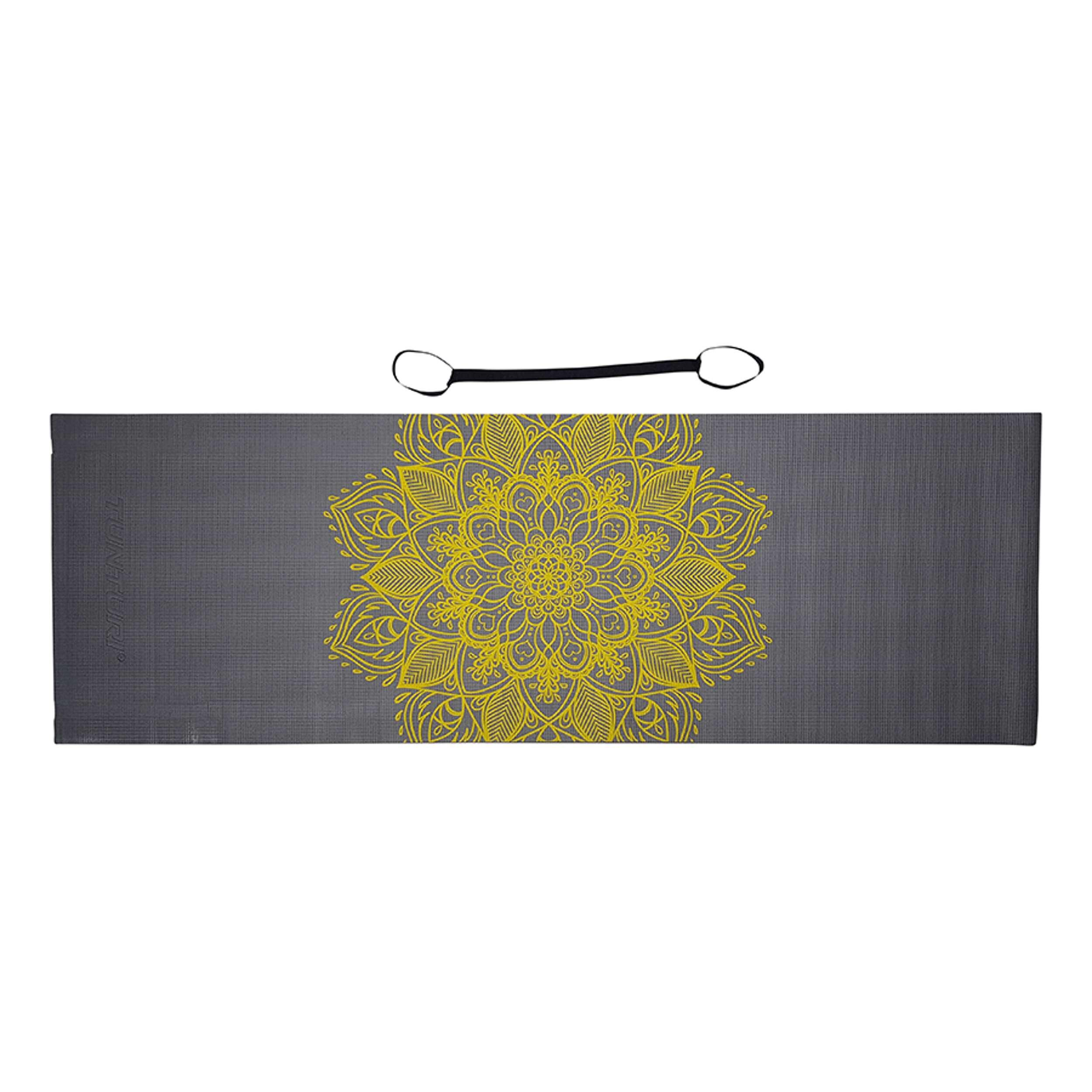 Tunturi PVC Yogamatte 4 mm Rutschfest mit Mandala Aufdruck Anthrazit 5/7