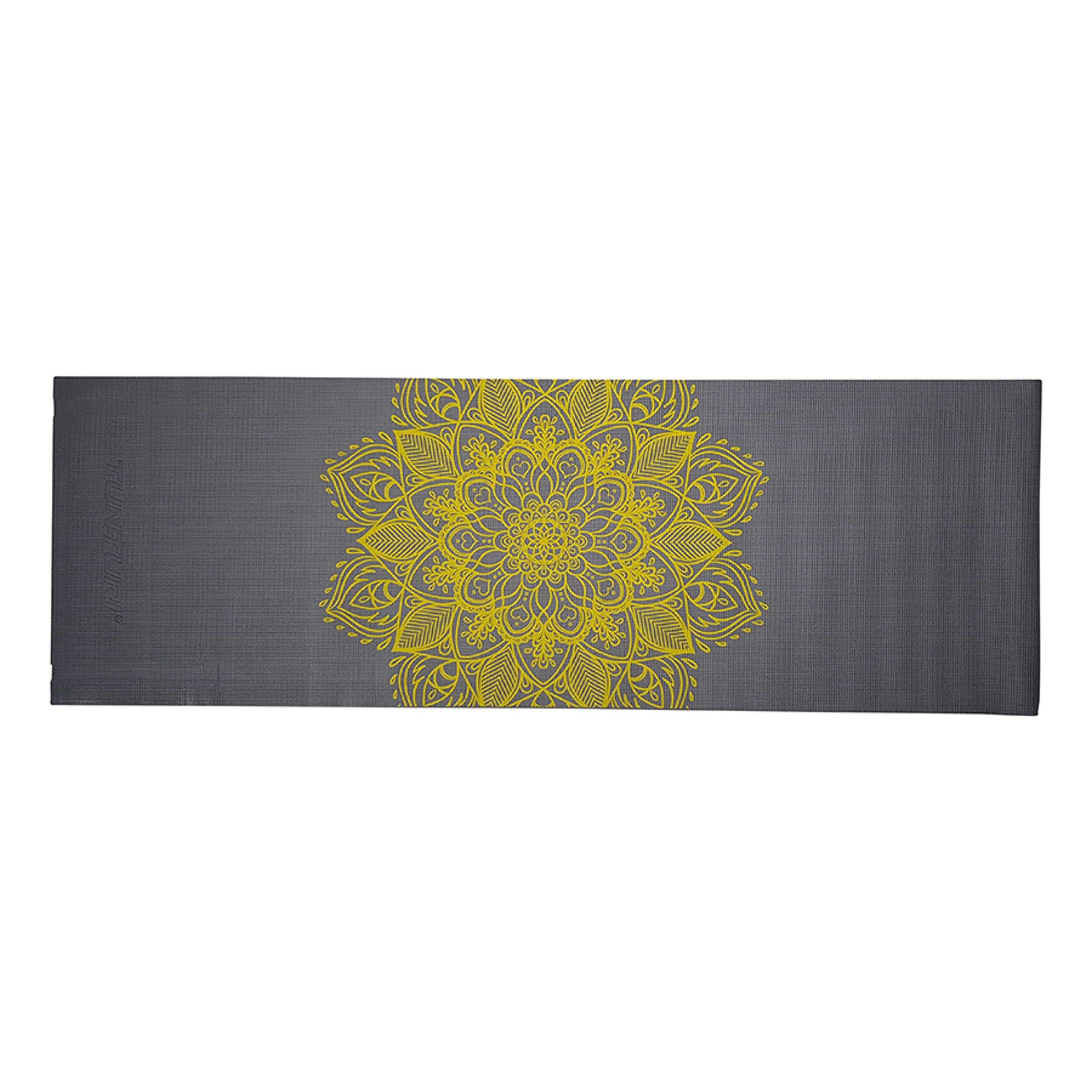 Tunturi PVC Yogamatte 4 mm Rutschfest mit Mandala Aufdruck Anthrazit 6/7